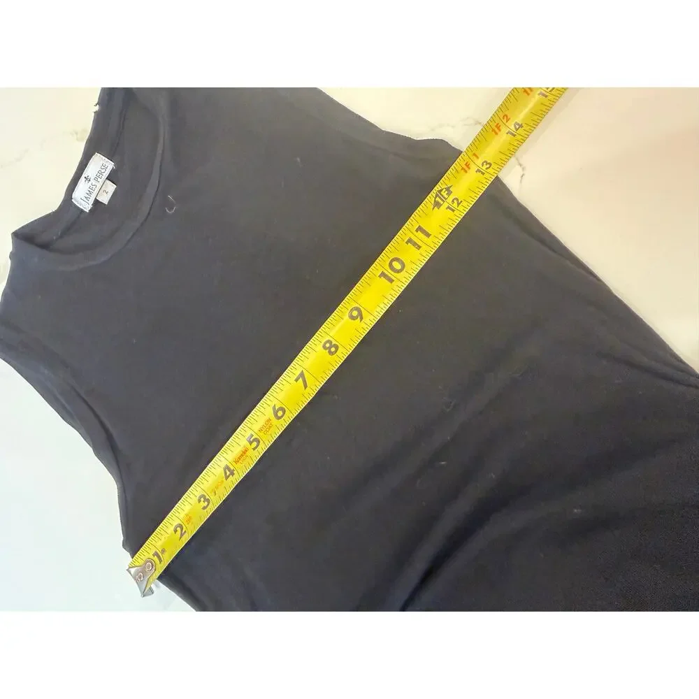 James Perse Bodycon knit side ruched tank midi dress black sz 2 medium tencel